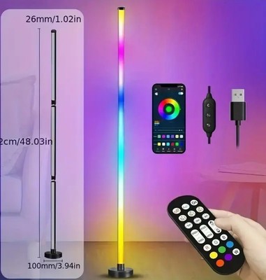 47'' Smart LED Floor Lamp RGB  Light with Remote & App Control Music Sync Corner