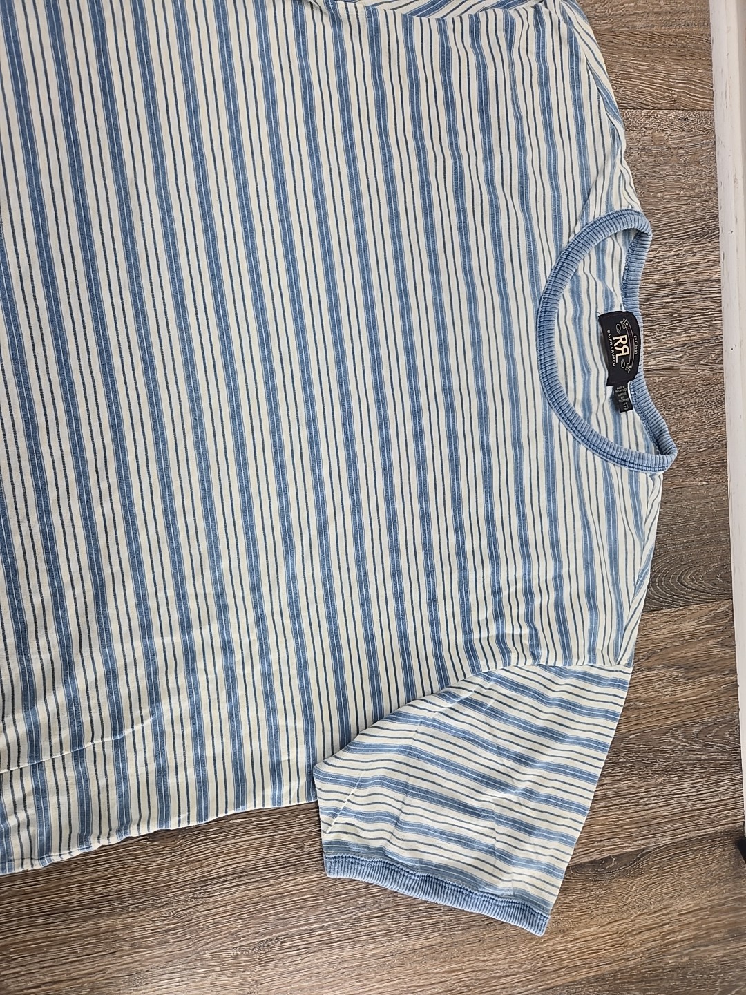 RRL Double RL by Ralph Lauren Blue White Striped T-Shirt Men's XXL Short Sleeve thumbnail 4