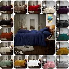 Teddy Fleece Duvet Cover Set Fluffy Warm Bedding Pillowcases Single Double King