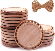 20 Pcs 2.16 Inches Natural Wood Slices Craft Unfinished Wood Kit Predrilled with