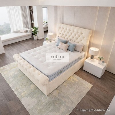 Chesterfield Plüsch Samt Ottomane Bettgestell Doppelbett King Size Stauraum Bett UK