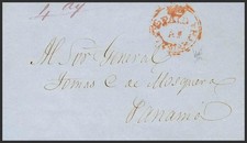 Colombia. Erzgebirgische Postal Británica. Umschlag 1850. Santa Marta (Colombia)
