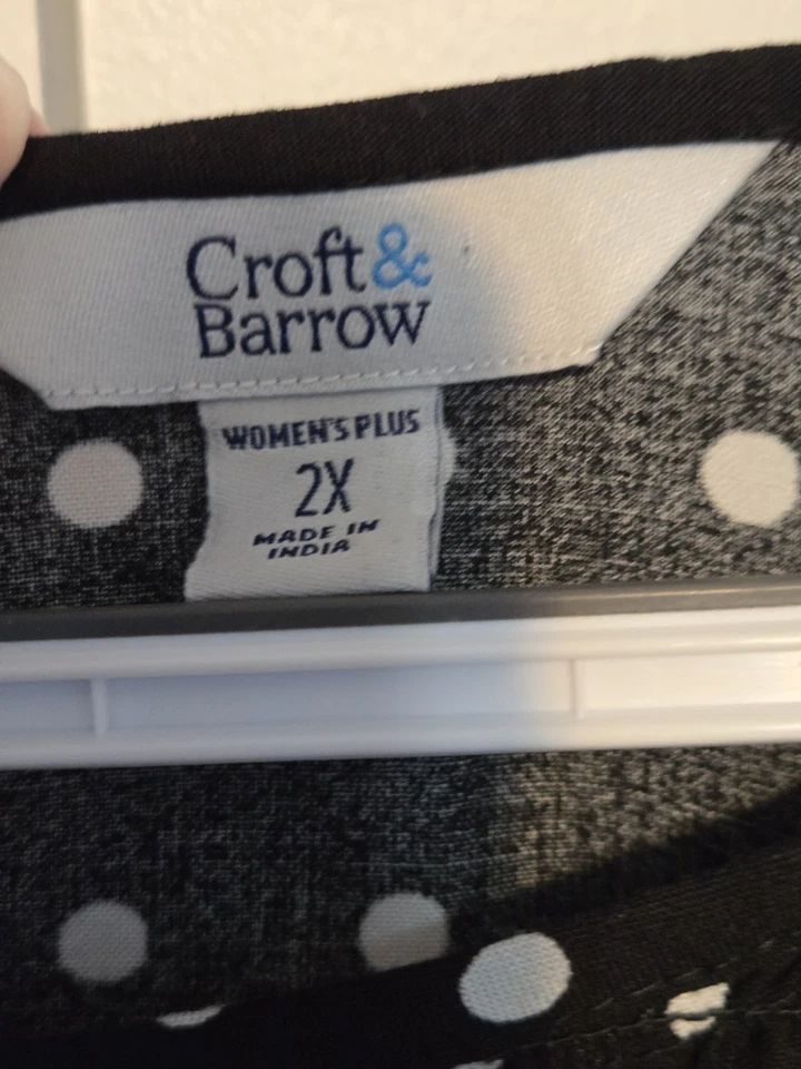 Túnica Croft & Barrow a lunares blanco y negro - talla 2X Foto 2 de 4