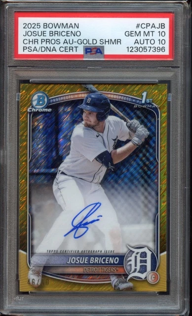 2025 Bowman Josue Briceno - 1st Prospect Auto - Gold Shimmer /50 - PSA 10 GEM MT