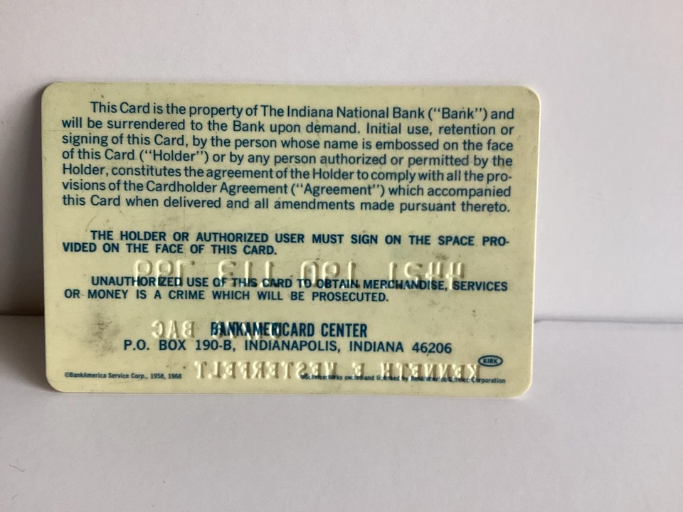 Tarjeta de crédito Bank Americard Indianapolis, Indiana EXP. 1976 vintage Foto 2 de 2