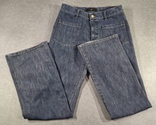 Z Zegna Mens Jeans W30 L34 Cotton Stretch Blue Bootcut Flared Zip Fly Made Italy