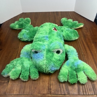 MTY International Large Floppy Green Frog Plush With Red Hearts/Glitter Eyes 18''