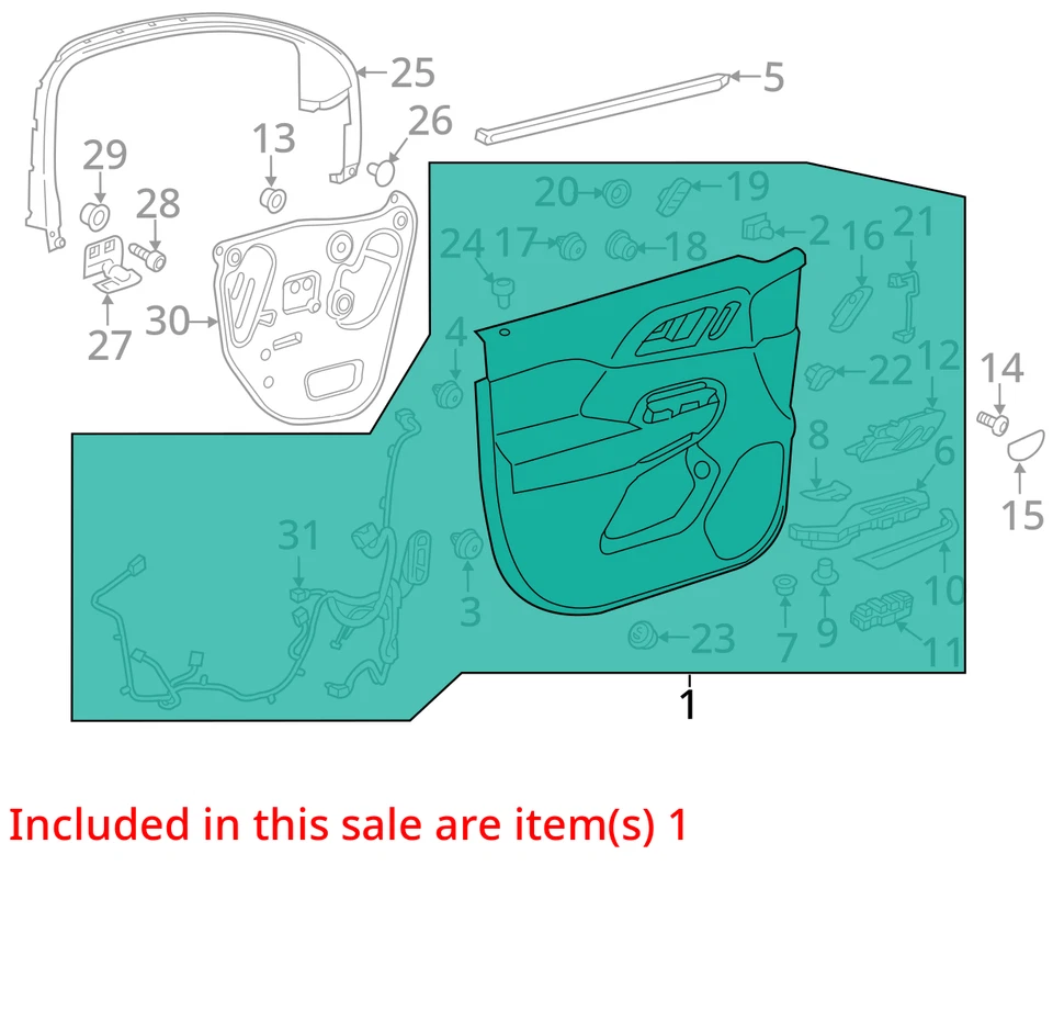 Fits 17 18 GMC ACADIA Front RH Passenger Door Trim Panel Cocoa/Gray Leather OEM - Image 4 of 4