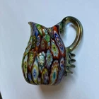 Vintage Murano Venetian Blown Miniature Millefiori Glass Pitcher Vase 3"