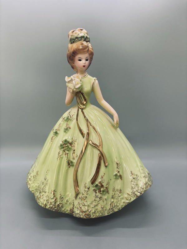 Vintage Josef Originals Green Dress Bridesmaid Bouquet Figurine Lady