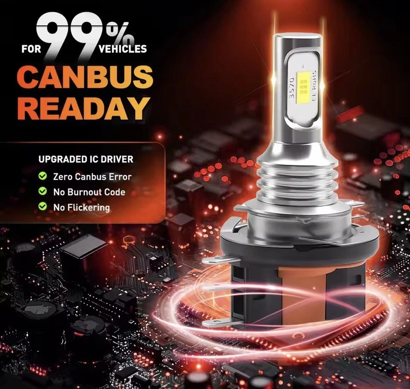 H15 LED Headlight Bulbs 20000LM 6000K White CSP 12V Plug & Play Pair - Image 4 of 4