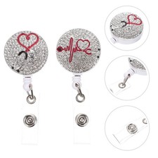 2 Pcs Card Keeper with Metal Buckles Portable Badge Holder Identification