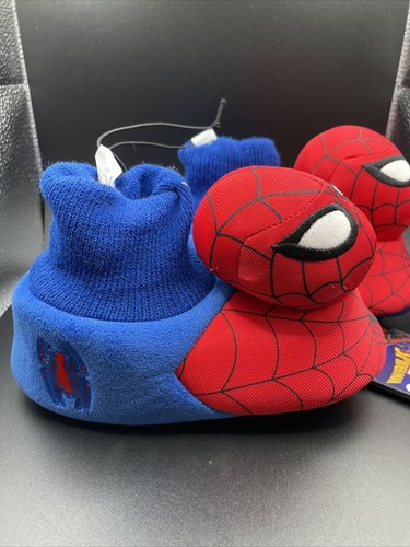 Marvel Spiderman Plush Sock Slippers w/ Stuffed Spidey Face Kids Size 11/12 - 第 2/4 張圖片