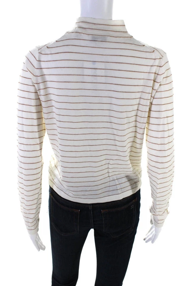 Top de mujer Vince mezcla de lana tejido a rayas cuello alto manga larga beige talla S Foto 3 de 4