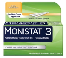 Monistat 3 Vaginal Antifungal Cream Prefilled 5Gm Applicators 3 In Each
