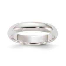 Sterling Silver Half Round Domed 4mm Wedding Band No Stone Polished Finish