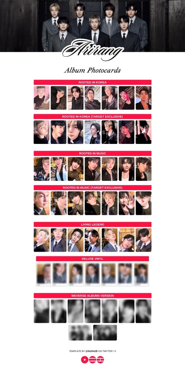 BTS Official Photocard Arirang Rooted In Korea Version target