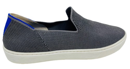 Rothys Original Slip On Womens Sneaker Washable Knit Grey Blue Stripe Size 9