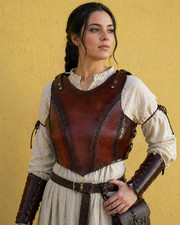 Handmade Brown Leather Torso Armor Vest   Medieval Laced Cuirass