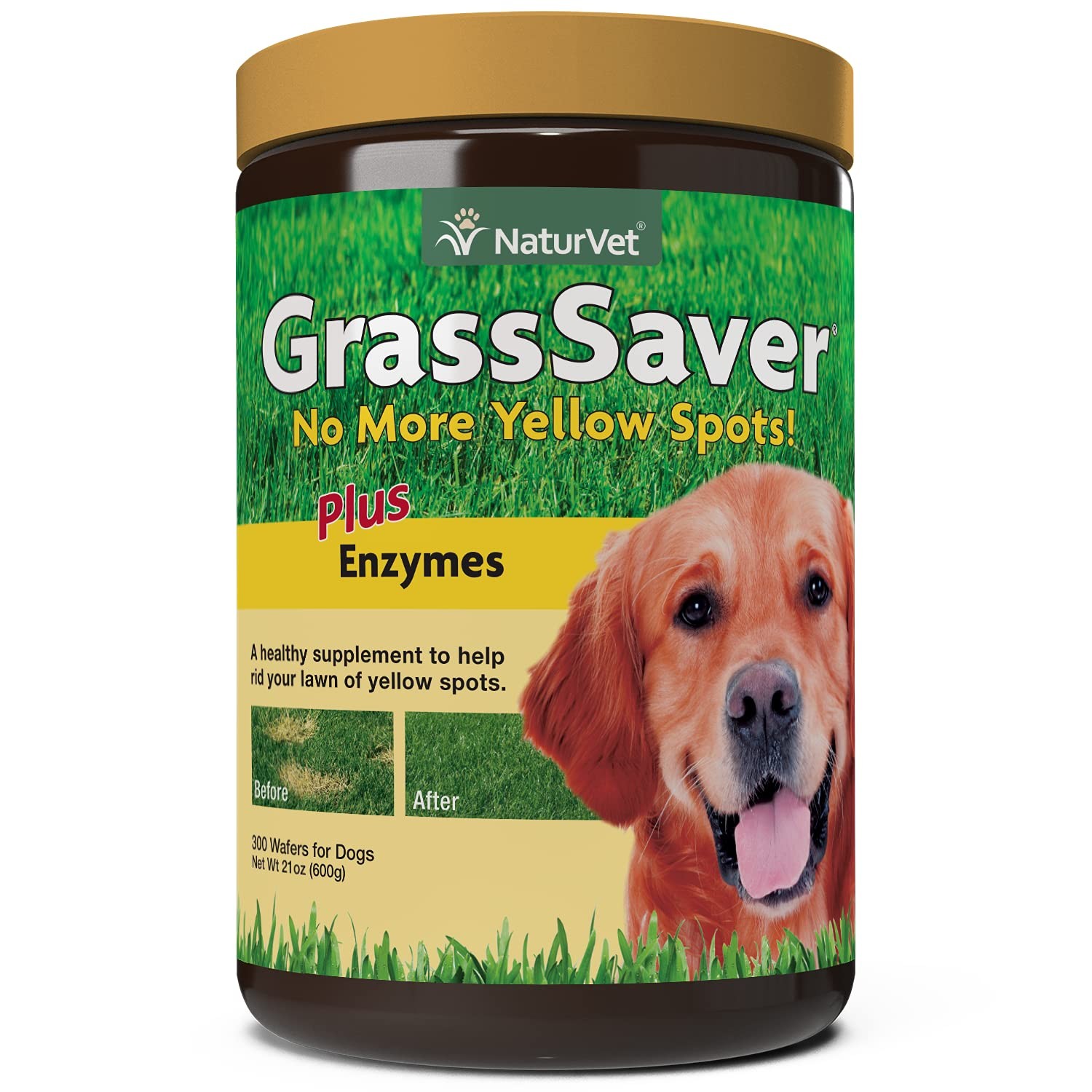 Naturvet GrassSaver Wafers for Dogs Plus Enzymes 300 Wafers NEW