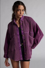 BDG Bryson Waffle Shirt Jacket Buttondown Urban Outfitters Pocket Purple New XL
