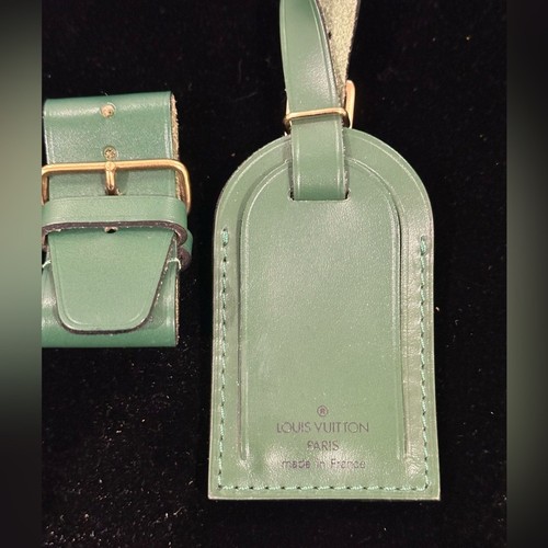 Louis Vuitton Green Luggage Tag & Poignet Set