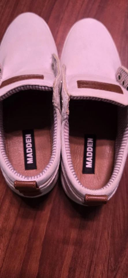 Steve Madden Para hombres Talla 7 Tenis con Cordones Lona Blanco Zapatos Informales Parte Superior Baja Foto 4 de 4