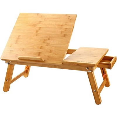 Laptop Desk Table Adjustable Bamboo Foldable Breakfast Serving Bed Tray w' Ti...