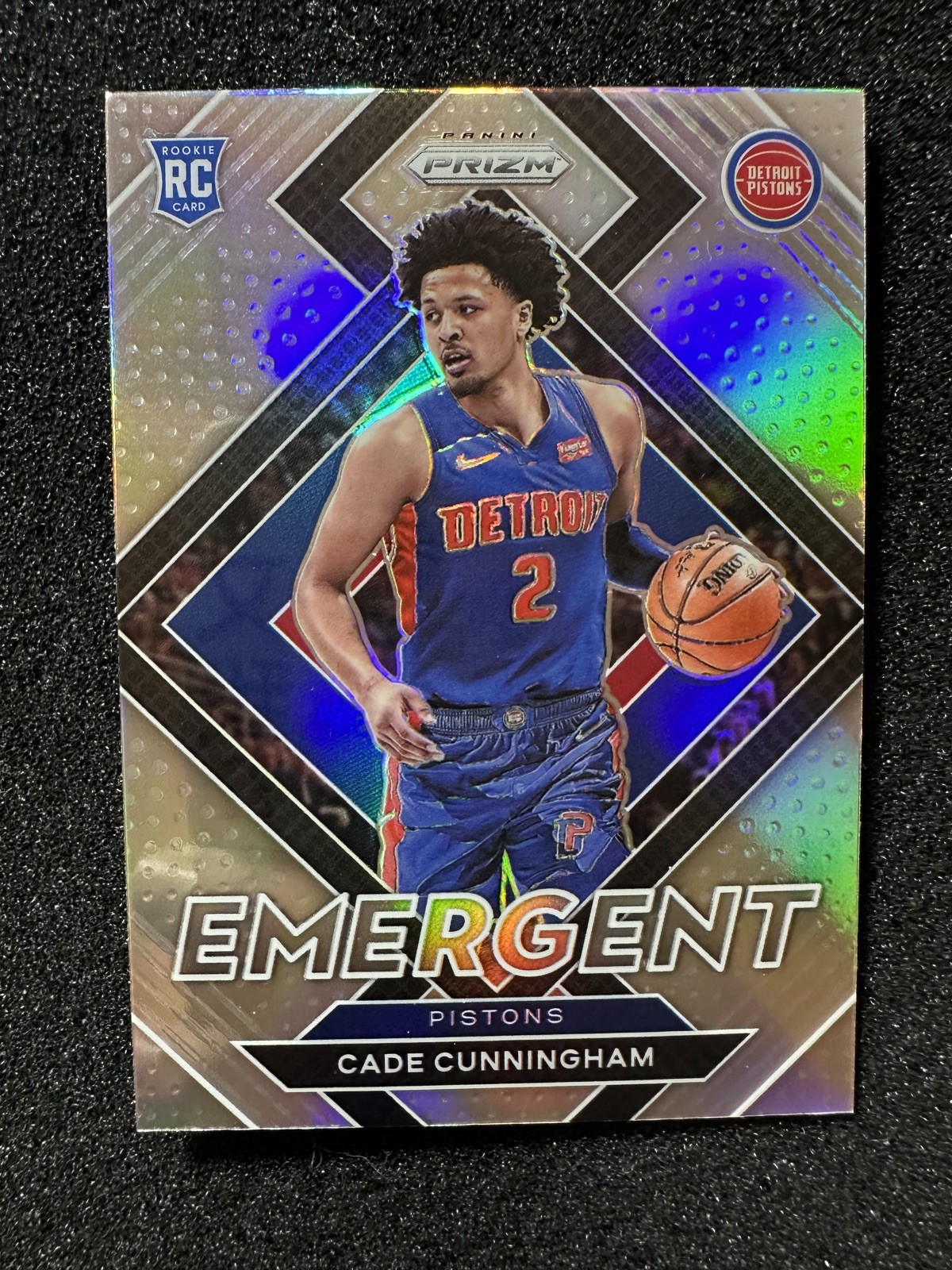 2021-22 Panini Prizm Cade Cunningham Rookie RC Emergent Silver Prizm #22 Pistons