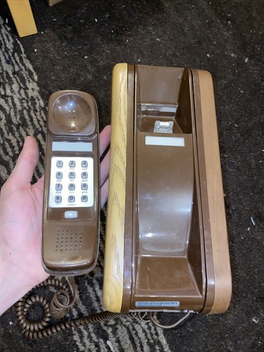 Vintage WESTERN ELECTRIC Trimline BROWN Push Button Wall Mount Telephone Cork - Picture 10 of 17