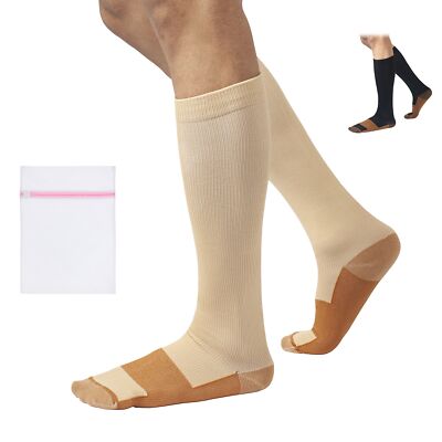 Kupfer infundierte Kompressionssocken Krampfadern Kniestrumpf High Relief Unisex