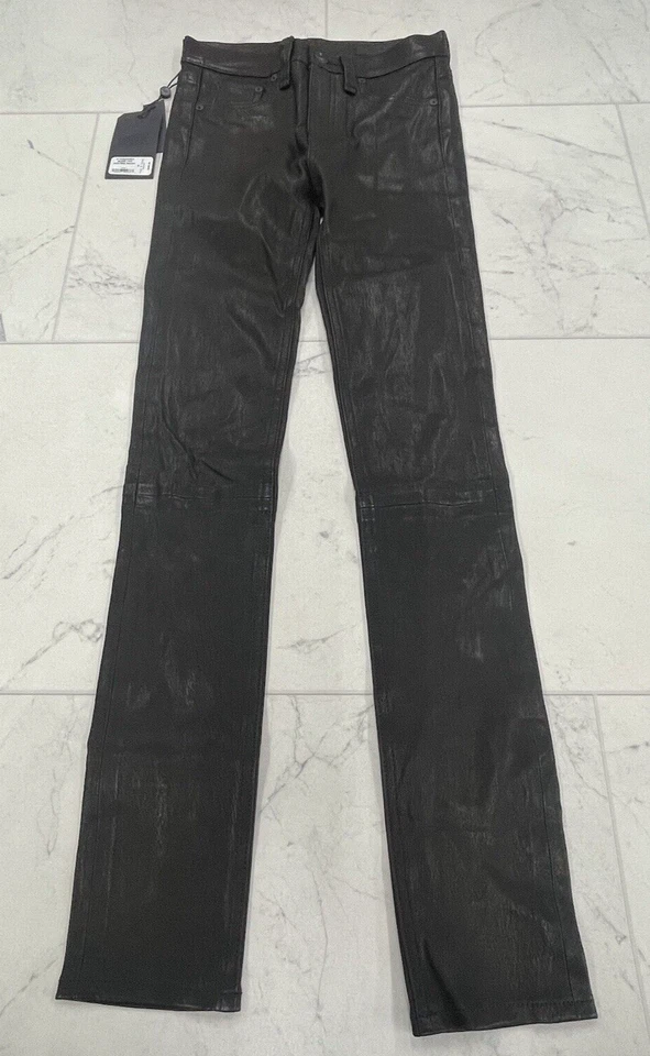 NUEVO CON ETIQUETAS $995 Trapo y Hueso Cuero Negro Tiro Alto Ajustado Talla:30 Foto 2 de 4