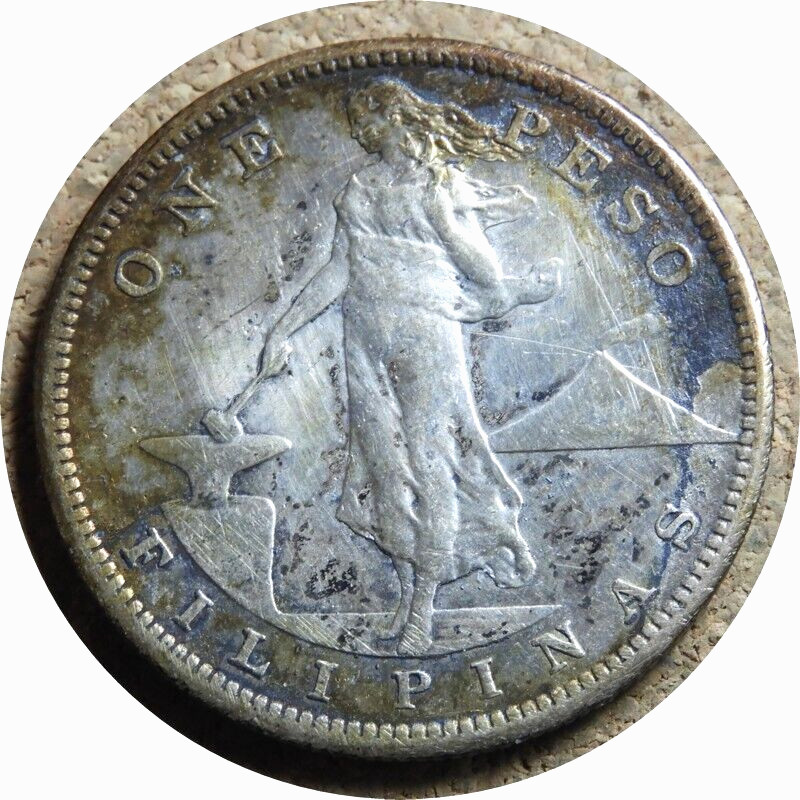 elf Philippines USA 1 Peso 1909 S  Silver  600