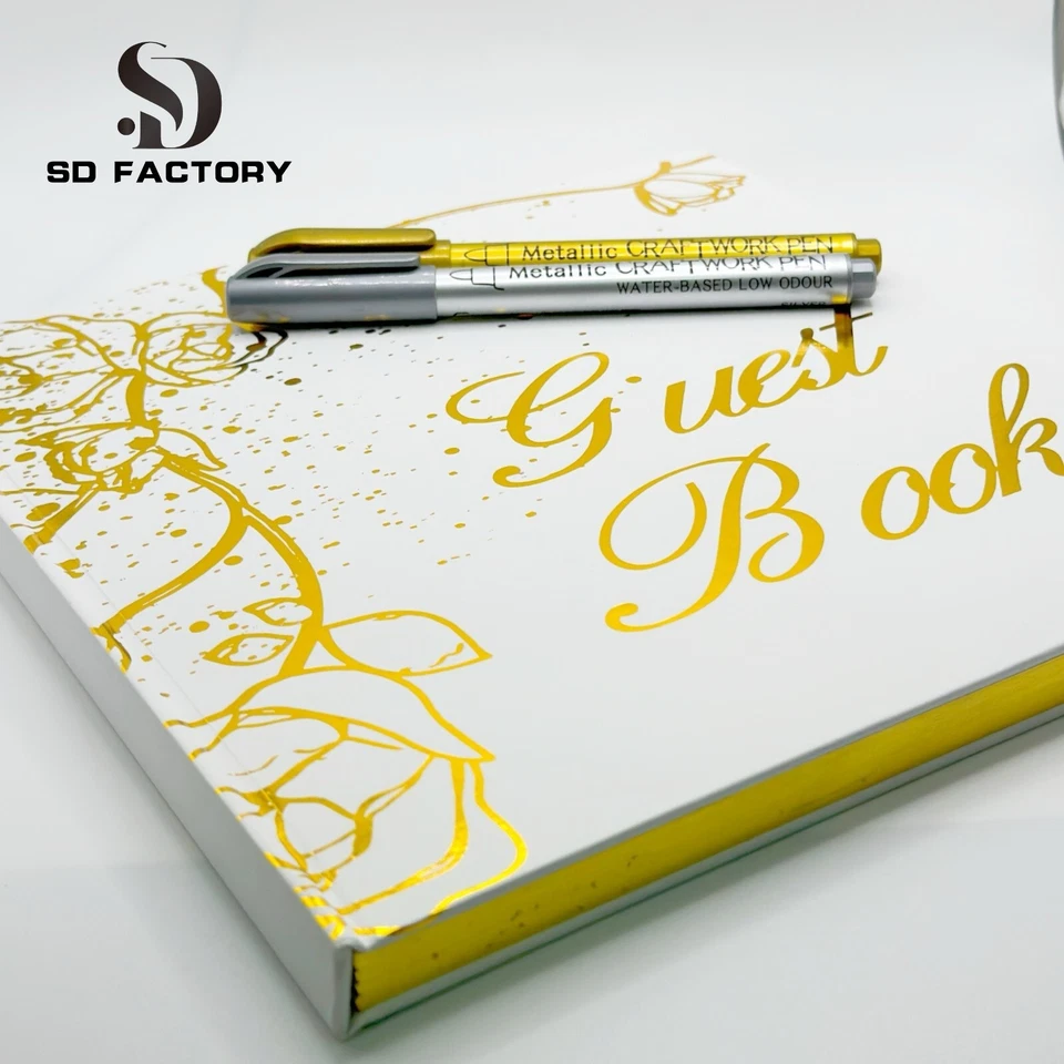 Gold Wedding Guest book and pen set - Image 2 of 4