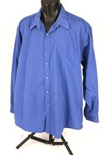 ROBERTO VILLINI Mens Dress Shirt Sz 17 1/2 x 34-35 Long Sleeve Button Front Blue