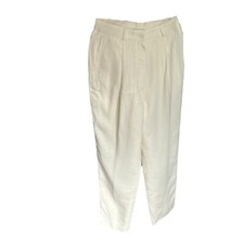 VTG deadstock augustus ivory viscose wool blend pleated trousers high waist 26  