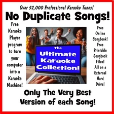 52,000 NO Duplicates Karaoke Songs with Free Player and Printable Songbook!