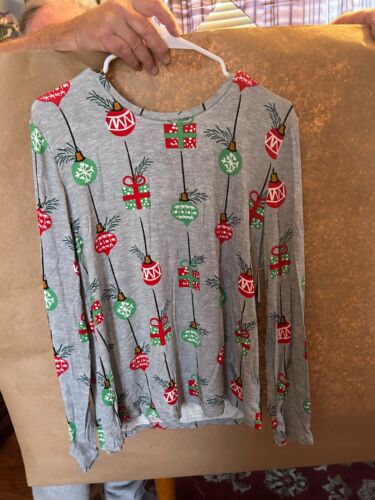 JOLLIDAYS Long Sleeve Christmas Holiday Oranaments Themed Size L Top