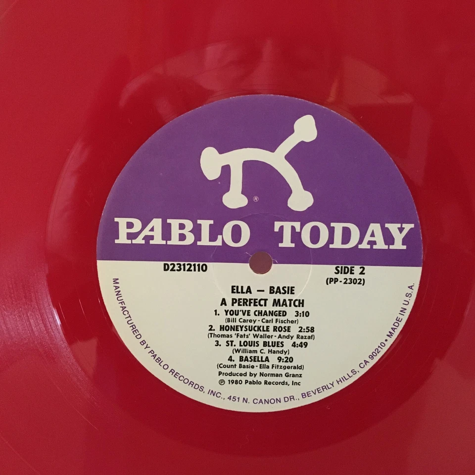 ELLA FITZGERALD / COUNT BASIE ( A PERFECT MATCH: ELLA & BASIE ) RED VINYL LP - Image 4 of 4