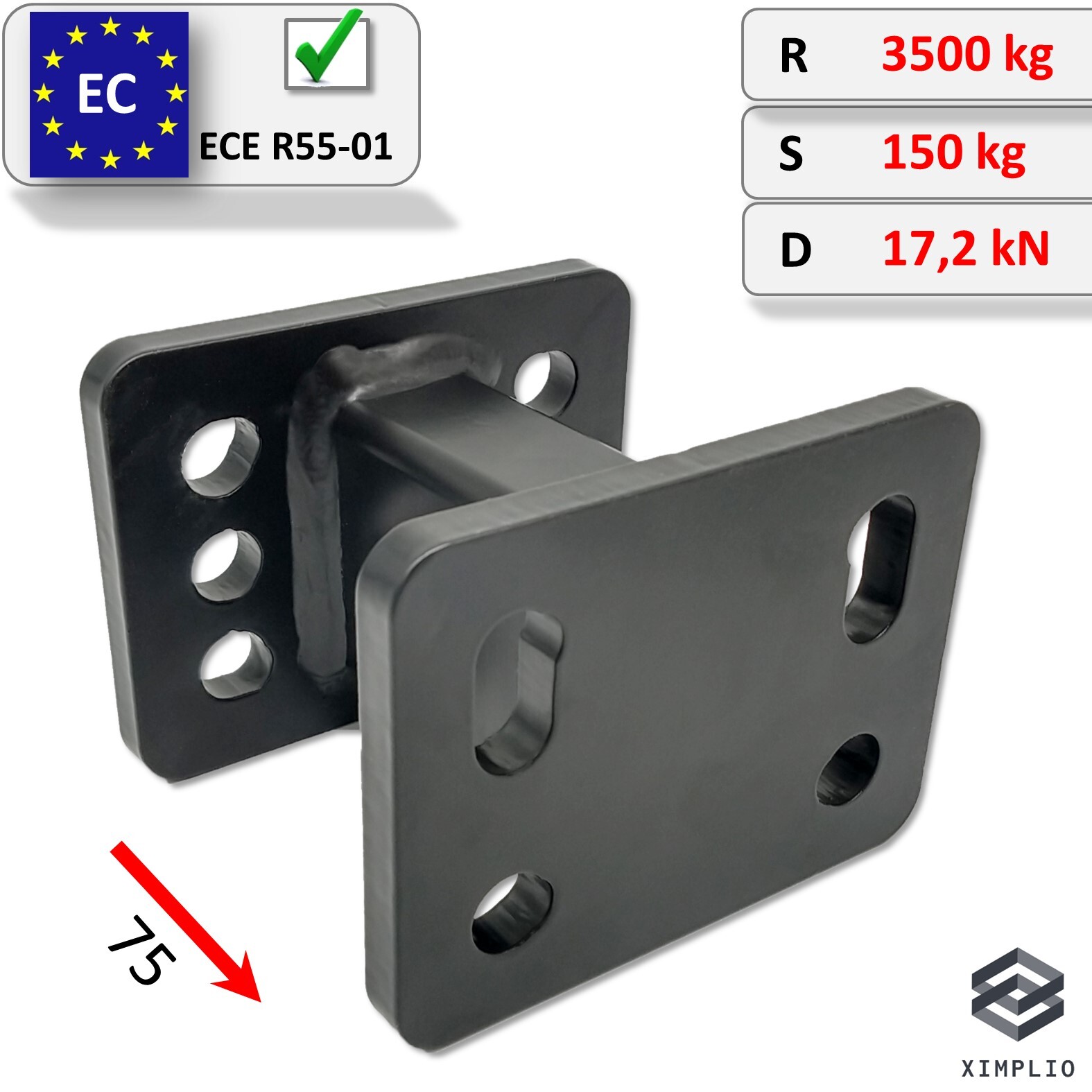 HakenverläNgerung Ahk Anschraubplatte 75Mm 90Mm 83X56 FüR Hyundai Porter 1996-04-image