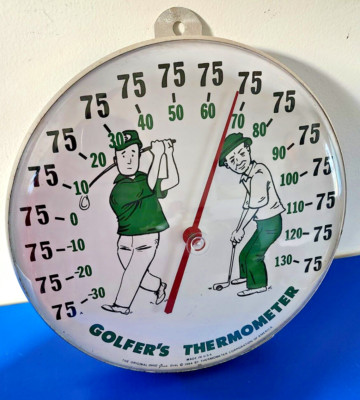 Vintage Original Jumbo Dial Ohio Thermometer GOLFER'S advertising sign RARE