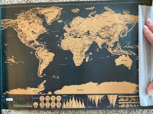 WORLD MAP SCRATCH OFF POSTER - MINI 12" X 17” Brand New Unused Black