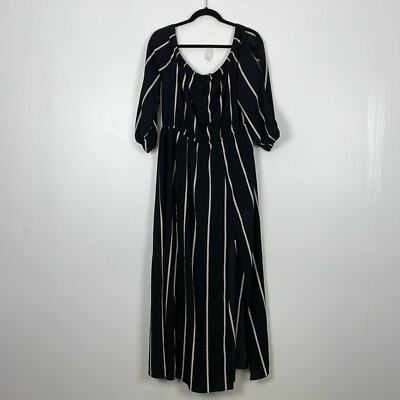Iris Off Shoulder Open Romper Maxi Dress Long Sleeve Womens 2XL Black  Striped | eBay