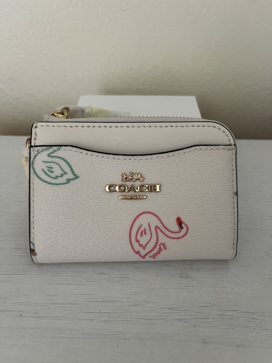 NWT Coach C8377 L Zip Card Case With Swan Print | eBay