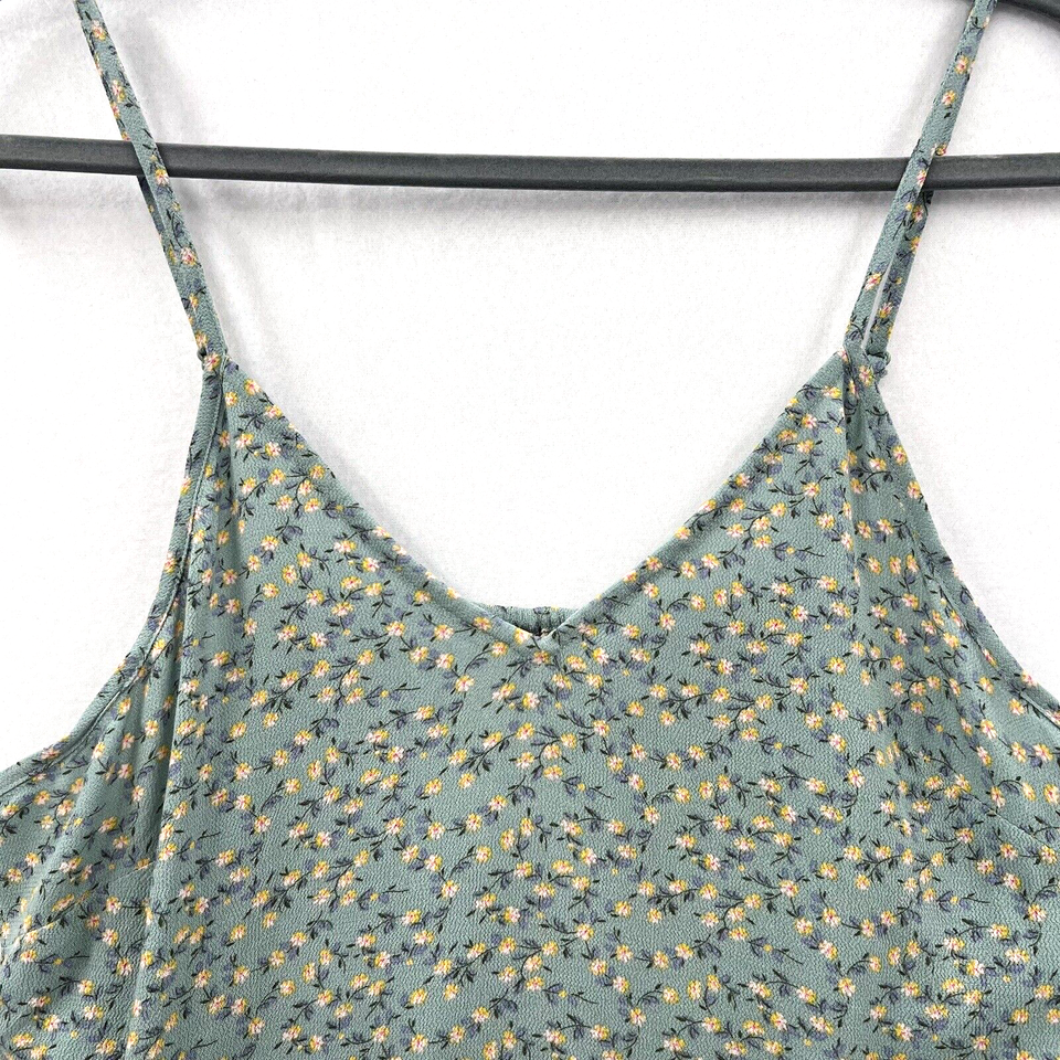 American Eagle Womens Green Floral Print Peplum Tank Top Bottom Size