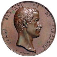 MD9_85) SAVOIA Carlo Alberto Medaglia 1847 Al Principe .. Op: Galeazzi AE Ø 51mm