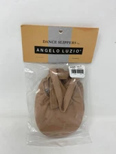ANGELO LUZIO 620A CANVAS PLEATED HALF SOLE BALLET SLIPPER- JAZZY TAN- SIZE 7