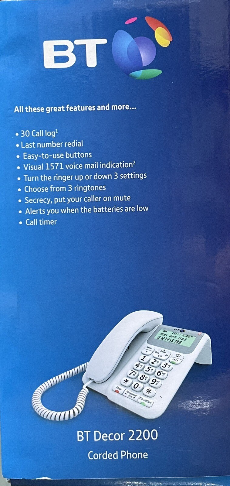 BT Decor 2200 Corded Telephone White (061127) eBay