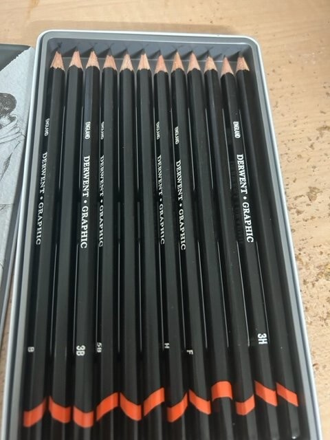 Derwent Graphic Pencil Set Tin 6B-4H unused new