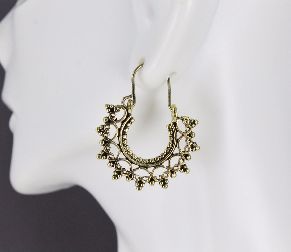 Gold earrings small hoops filigree medallion earrings door knocker